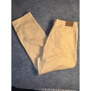 Jones Jeans Womens 18W Tan Denim Straight Leg Mid Rise Flat Front Double‎ Stitch